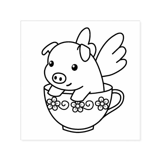 Vliegende varken - Varkenszool met vleugels in een Zelfinktende Stempel (Design)