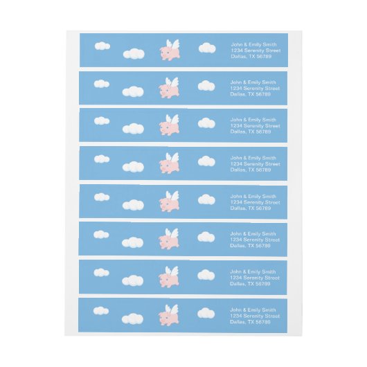 Vliegende varken - Varkenszool met vleugels Omwikkelbaar Adreslabel (Vel)