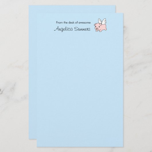 Vliegende varken - Varkenszool met vleugels op bla Briefpapier (Voorkant / Achterkant)