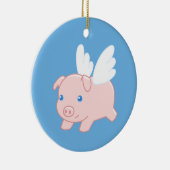 Vliegende varken - Varkenszool met vleugels op bla Keramisch Ornament (Rechts)