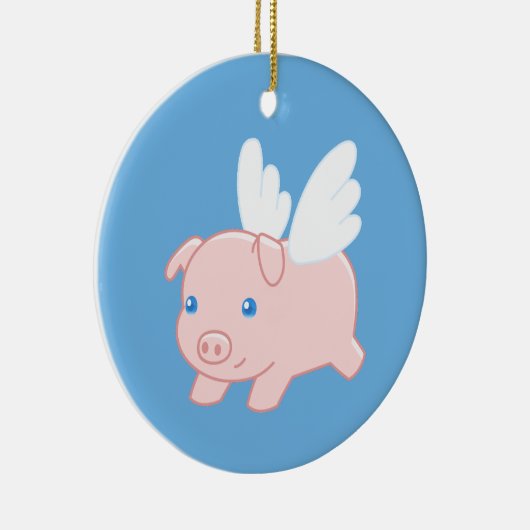 Vliegende varken - Varkenszool met vleugels op bla Keramisch Ornament (Rechts)