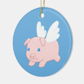 Vliegende varken - Varkenszool met vleugels op bla Keramisch Ornament (Links)