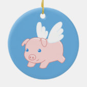 Vliegende varken - Varkenszool met vleugels op bla Keramisch Ornament (Achterkant)