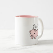 Vliegende varken - Varkenszool met vleugels Tweekleurige Koffiemok (Voorkant rechts)