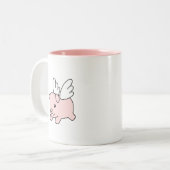 Vliegende varken - Varkenszool met vleugels Tweekleurige Koffiemok (Voorkant links)