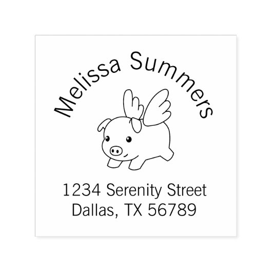 Vliegende varken - Varkenszool met Wing Arch Addre Zelfinktende Stempel (Design)