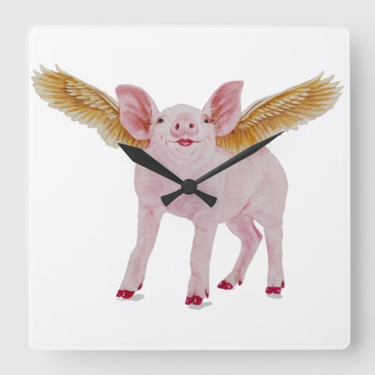 Vliegende varken vierkante klok (Voorkant)