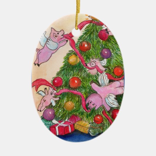 Vliegende Varkens Decorate Tree Ornament (Voorkant)