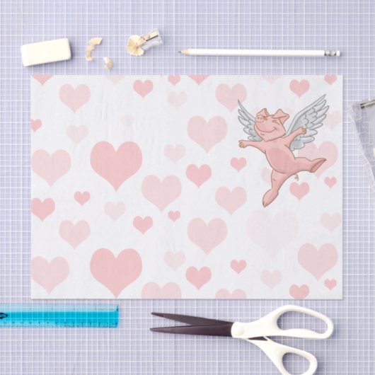 Vliegende varkens en roze harten tissuepapier (Craft)