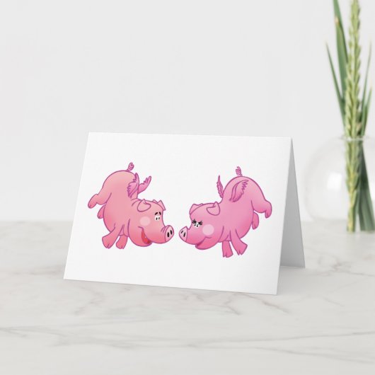 Vliegende varkens in de liefde! kaart (Voorkant)