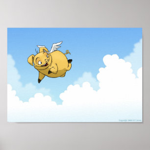 Vliegende varkens in de wolken poster
