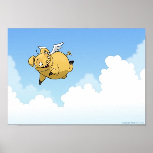 Vliegende varkens in de wolken poster (Voorkant)