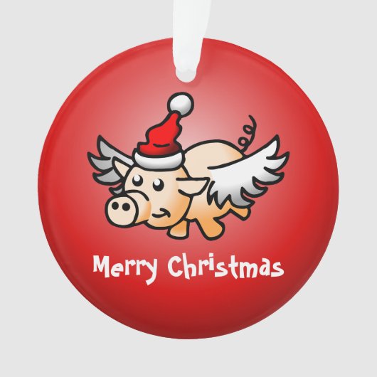 Vliegende Varkens Kerst Acryl Ornament (voorkant)
