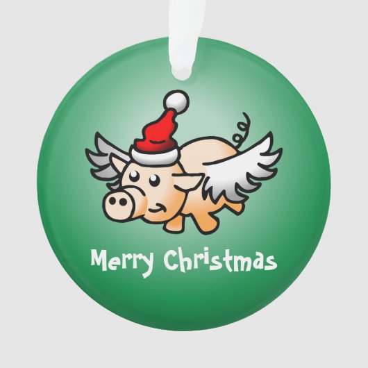 Vliegende Varkens Kerst Acryl Ornament (voorkant)