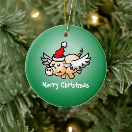 Vliegende Varkens Kerst Keramische Versiering Keramisch Ornament