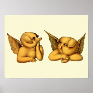 Vliegende varkens met Wings Fantasy Animals Art Poster