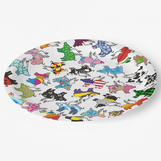 Vliegende varkens op een papieren bord (Gekanteld)