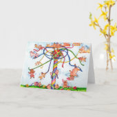 Vliegende varkens rond de Maypole Kaart (Gele Bloem)