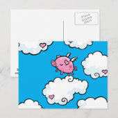 Vliegende varkensdansen op wolken briefkaart (Voorkant / Achterkant)