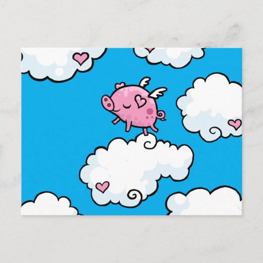 Vliegende varkensdansen op wolken briefkaart (Voorkant)