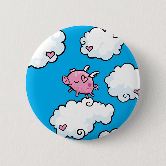 Vliegende varkensdansen op wolken ronde button 5,7 cm (Voorkant)