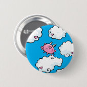 Vliegende varkensdansen op wolken ronde button 5,7 cm (Voorkant /achterkant)
