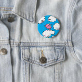 Vliegende varkensdansen op wolken ronde button 5,7 cm (In situ)