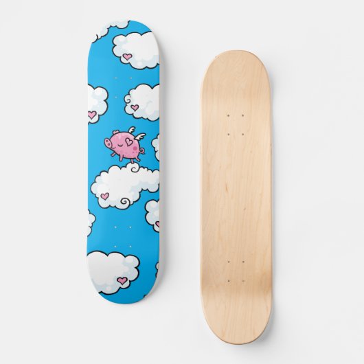 Vliegende varkensdansen op wolken skateboard (Voorkant)