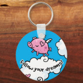 Vliegende varkensdansen op wolken sleutelhanger (Voorkant)