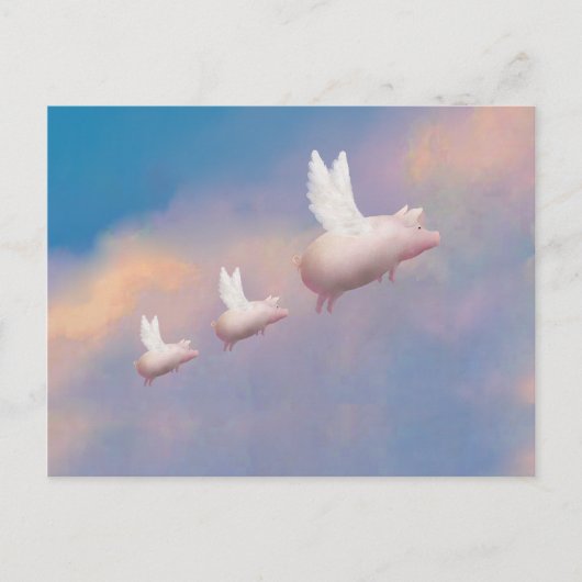 vliegende varkensfamilie briefkaart (Voorkant)