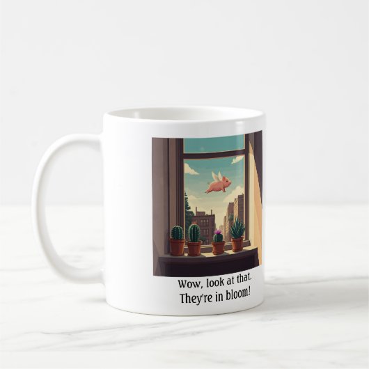 Vliegende varkensvensterbank cactus mok (Links)