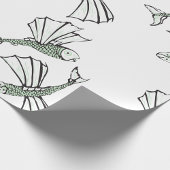 Vliegende vis Hand getrokken oceaan schepsel Cadeaupapier