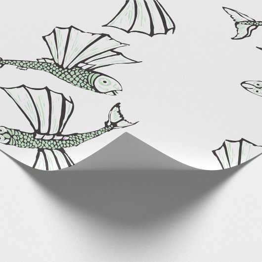 Vliegende vis Hand getrokken oceaan schepsel Cadeaupapier