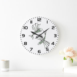 Vliegende vis Hand getrokken oceaan schepsel Grote Klok