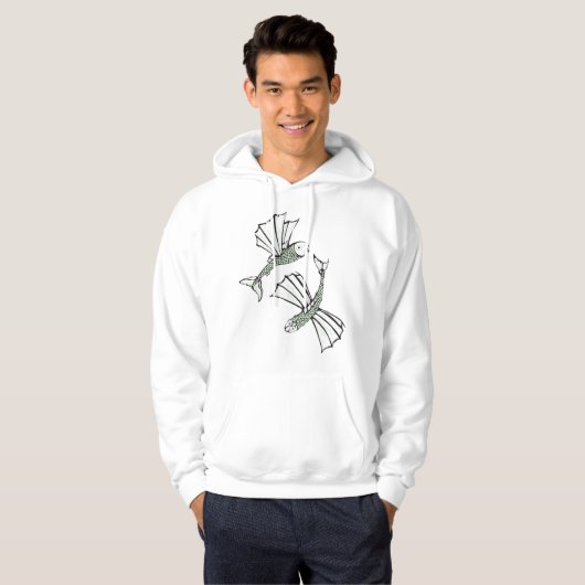 Vliegende vis Hand getrokken oceaan schepsel Hoodie (Voorkant volledig)