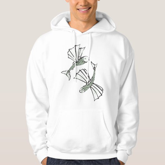 Vliegende vis Hand getrokken oceaan schepsel Hoodie (Voorkant)