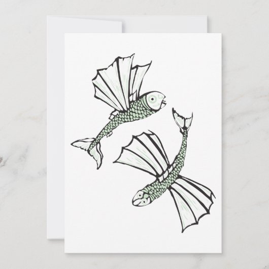 Vliegende vis Hand getrokken oceaan schepsel Kaart (Voorkant)