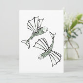 Vliegende vis Hand getrokken oceaan schepsel Kaart (Staand voorkant)