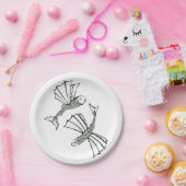 Vliegende vis Hand getrokken oceaan schepsel Papieren Bordje (Feest)