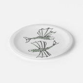 Vliegende vis Hand getrokken oceaan schepsel Papieren Bordje (Gekanteld)