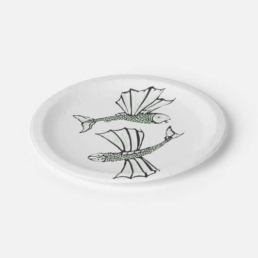 Vliegende vis Hand getrokken oceaan schepsel Papieren Bordje (Gekanteld)