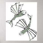 Vliegende vis Hand getrokken oceaan schepsel Poster (Voorkant)