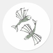 Vliegende vis Hand getrokken oceaan schepsel Ronde Sticker (Voorkant)