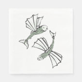 Vliegende vis Hand getrokken oceaan schepsel Servet (Voorkant)