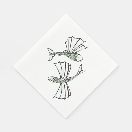 Vliegende vis Hand getrokken oceaan schepsel Servet (Hoek)