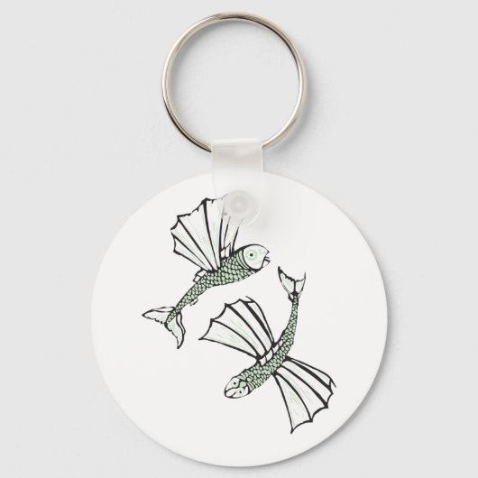 Vliegende vis Hand getrokken oceaan schepsel Sleutelhanger (Voorkant)
