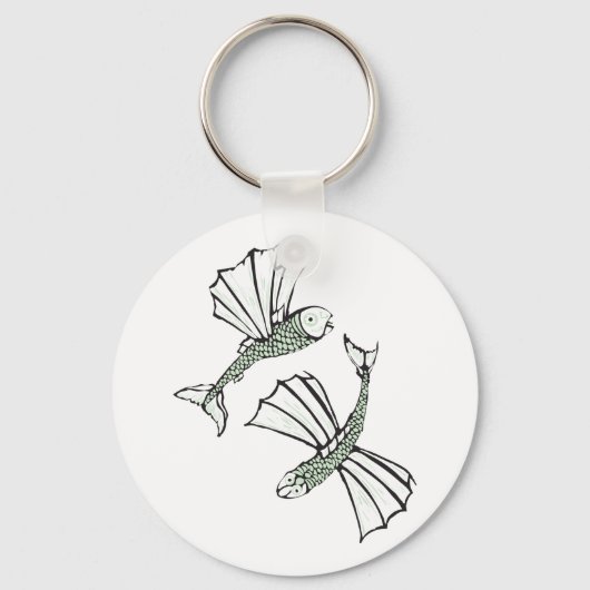 Vliegende vis Hand getrokken oceaan schepsel Sleutelhanger (Achterkant)