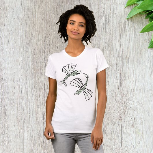 Vliegende vis Hand getrokken oceaan schepsel T-shirt