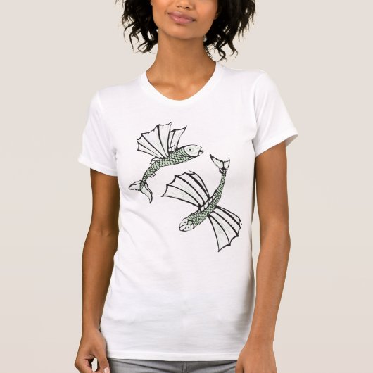 Vliegende vis Hand getrokken oceaan schepsel T-shirt (Voorkant)