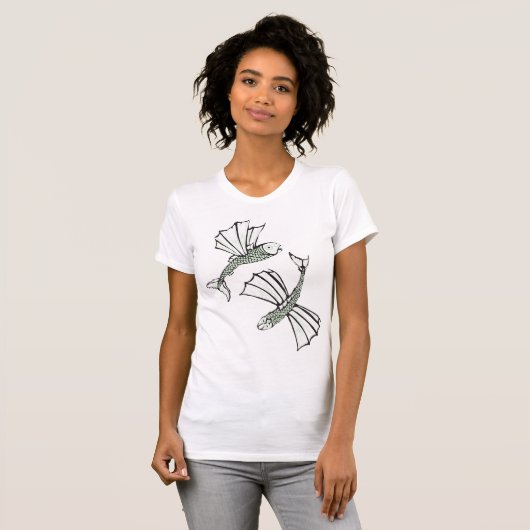 Vliegende vis Hand getrokken oceaan schepsel T-shirt (Voorkant volledig)